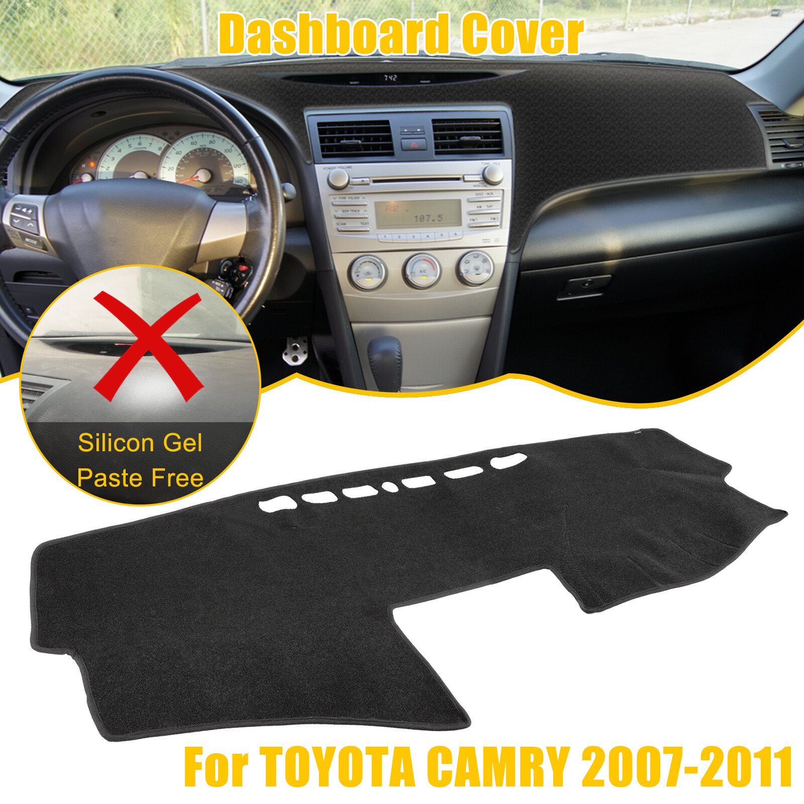 For TOYOTA CAMRY 2007-2011 US Dashmat Dash Cover Dashboard Mat Car Interior Pad