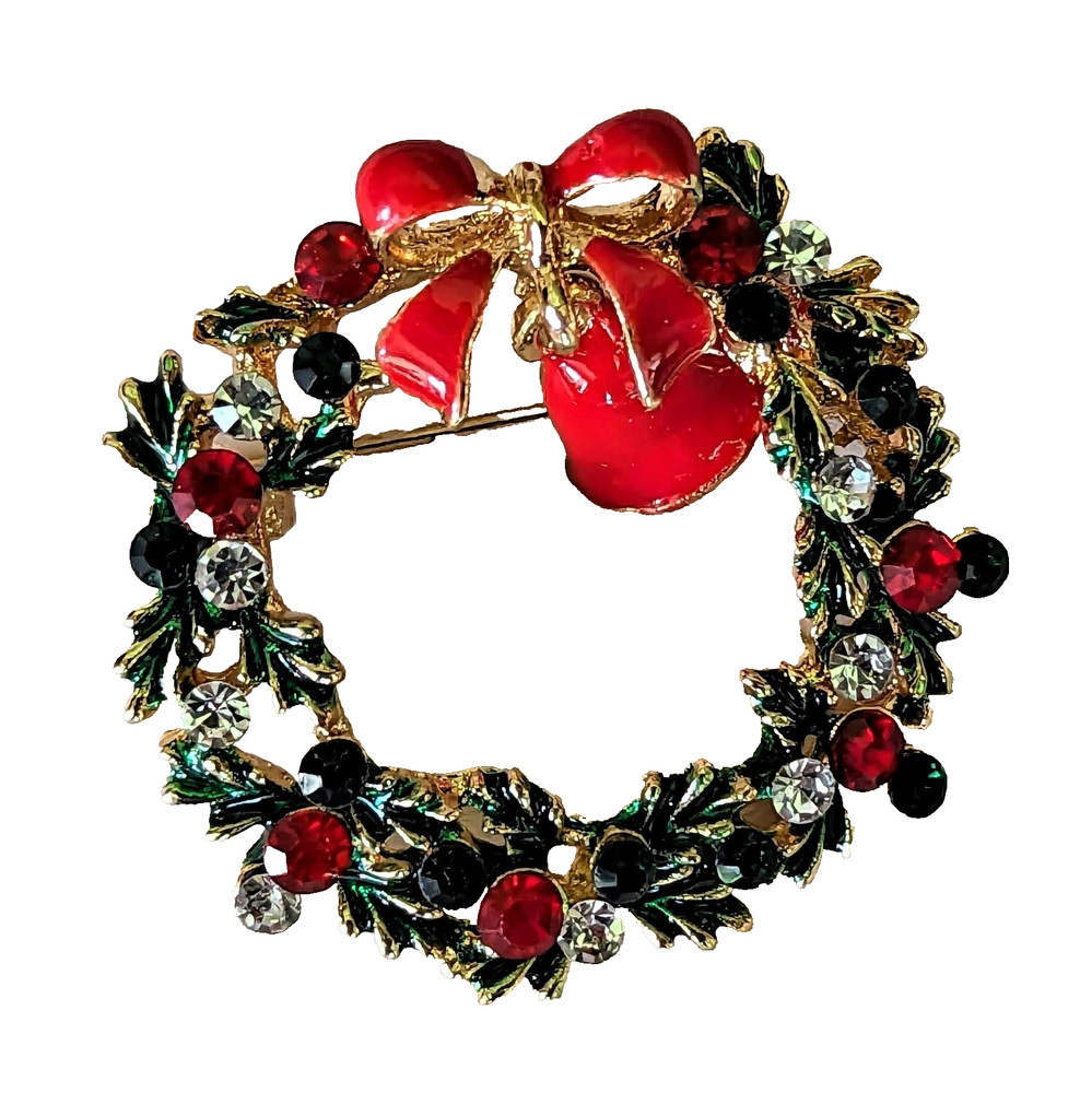 Four Rhinestone Christmas Pins