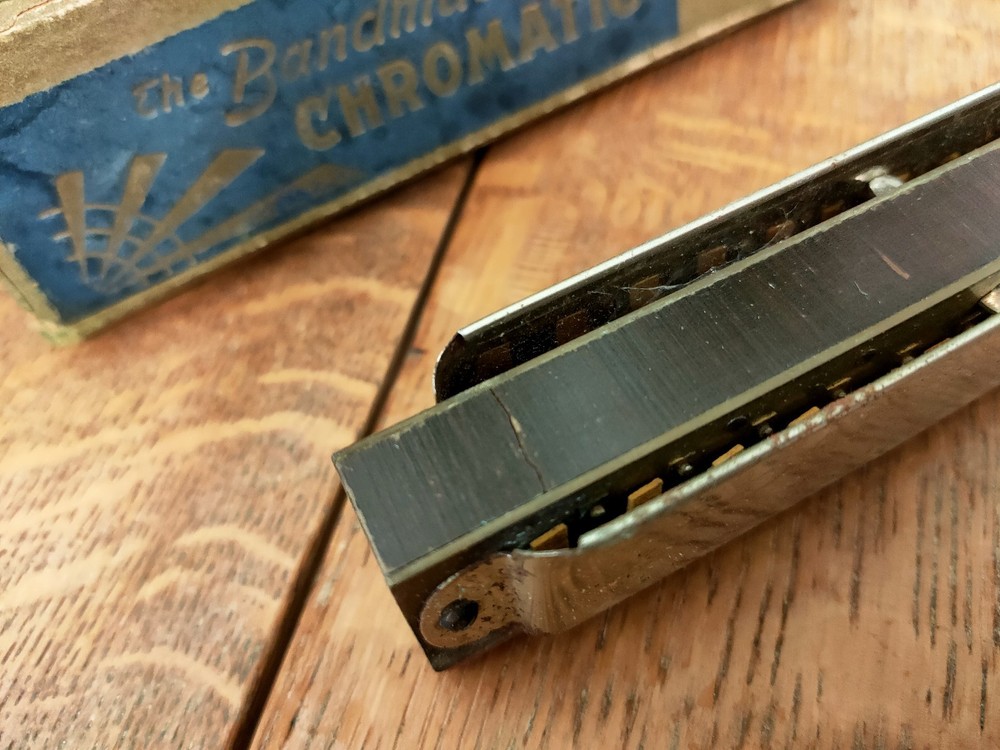 VINTAGE THE BANDMASTER DE LUXE CHROMATIC Harmonica With Box Untested