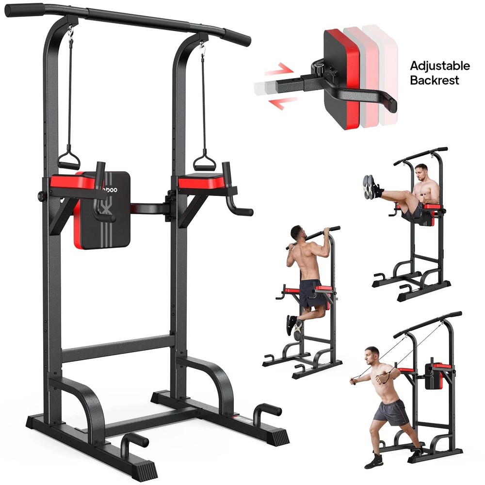 Home Gym Power Tower Workout Station Pull-Ups Dips Push-Ups Triceps ABS Back...