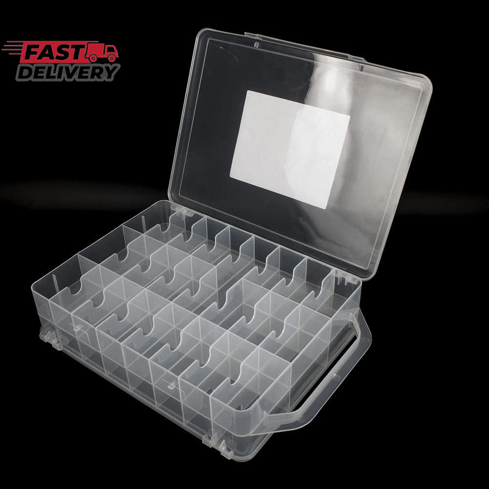 46 Grids Sewing Organizer, Double Sided Thread Box Storage, Portable Clear Plast