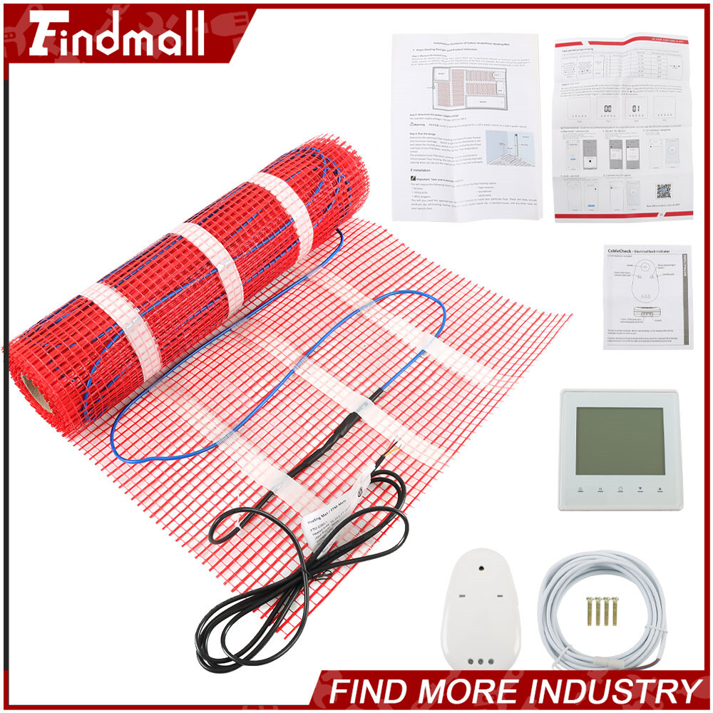 Electric Floor Heat Mat Kit (10-100sqft), 120V Underfloor Radiant Heating System