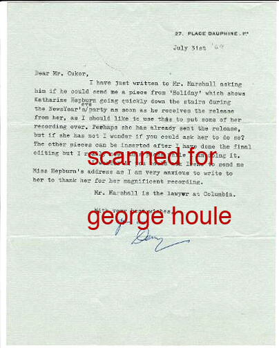 DERRY MOORE - LETTERS - SIGNED - CUKOR - PHOTOGRAPHER