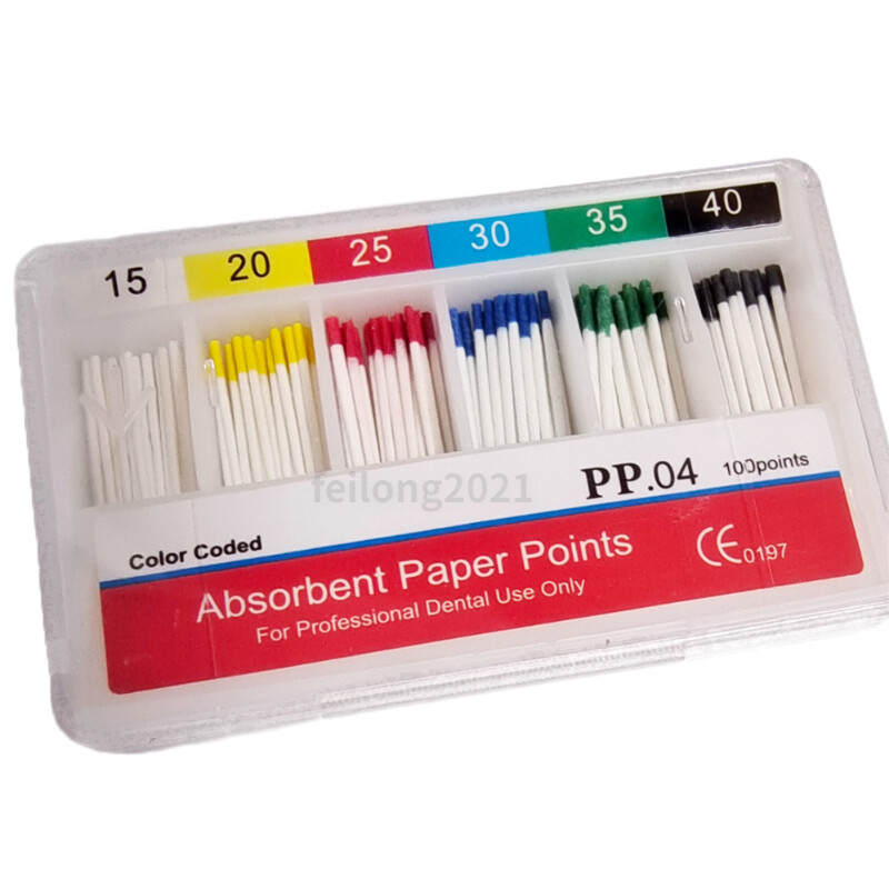Dental Root Canal Absorbent Paper Points Color Coded Taper .04 #15-40
