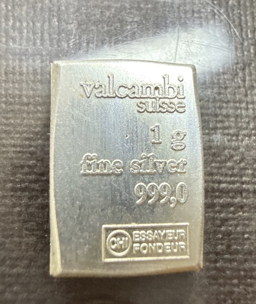 1 Gram Valcambi .999 fine Silver Bar
