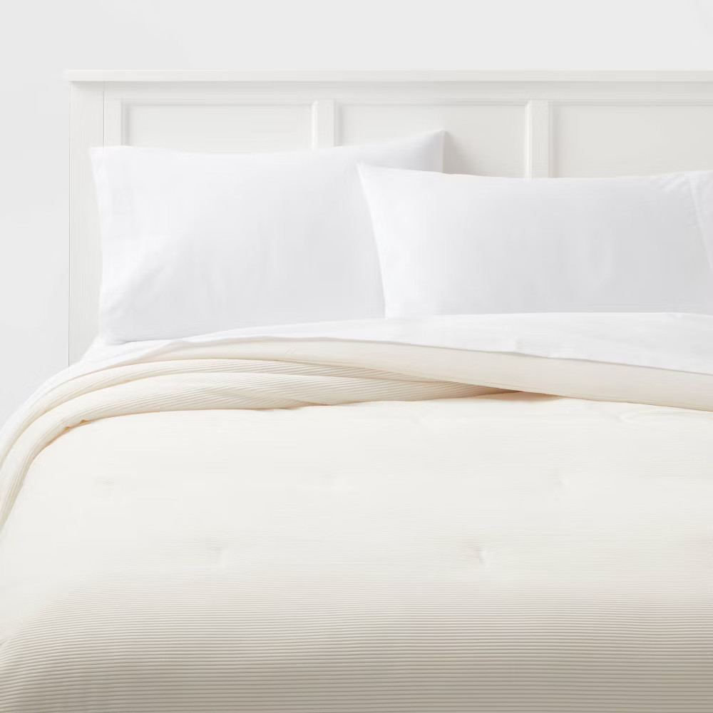 King Corduroy Plush Comforter Ivory - Room Essentials