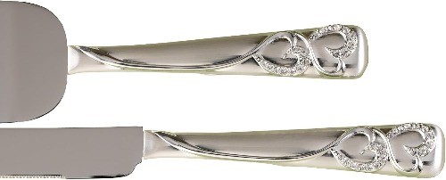 Wedding Silverplated Cake & Knife Serving Set Graceful Heart
