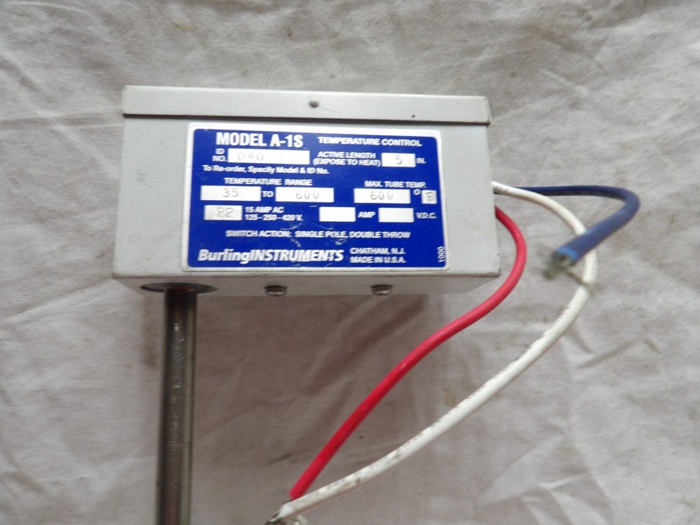 Burling Instruments A-1S Temperature Control Switch Temp Set 400F