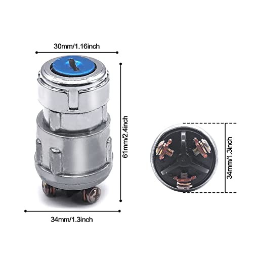 3 Wires Ignition Switch with Key 12V Universal Engine Starter Key Switch