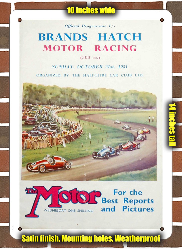 Metal Sign - 1951 Brands Hatch Circuit Racing Program - 10x14 inches