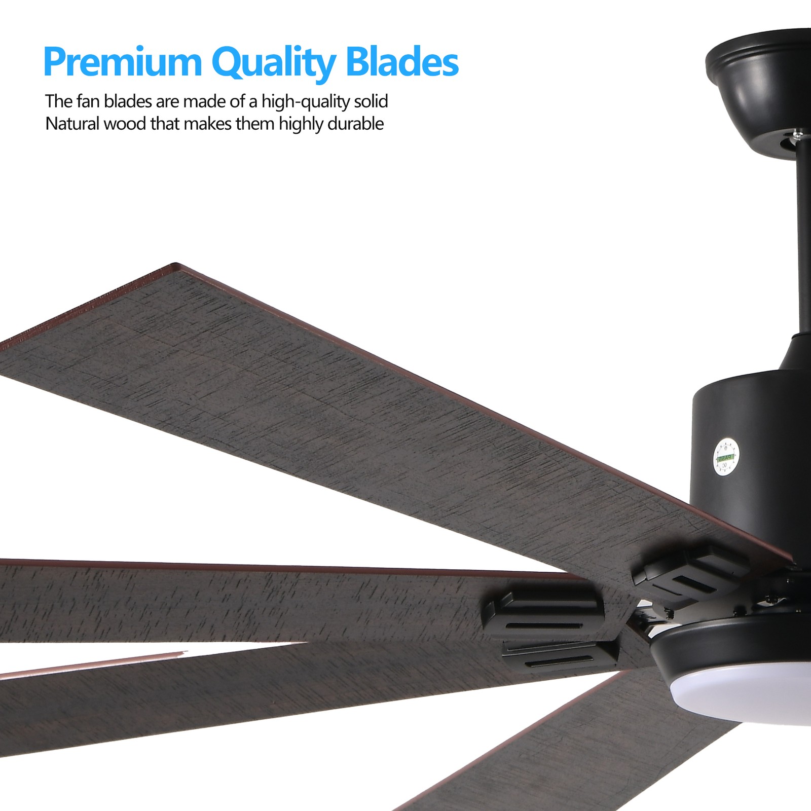 72 in Walnut Black Ceiling Fan with Light, Remote, Reversible Motor