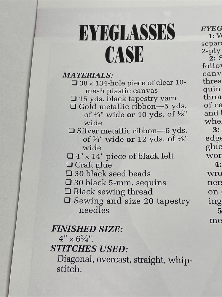 Annie's Attic Evening Eyeglass Case Plastic Canvas Pattern