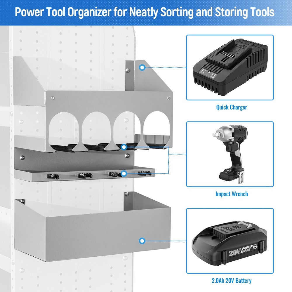 P-SH-Power Tool Organizer Wall Mount Designed for 16''D Van Shelving Storage
