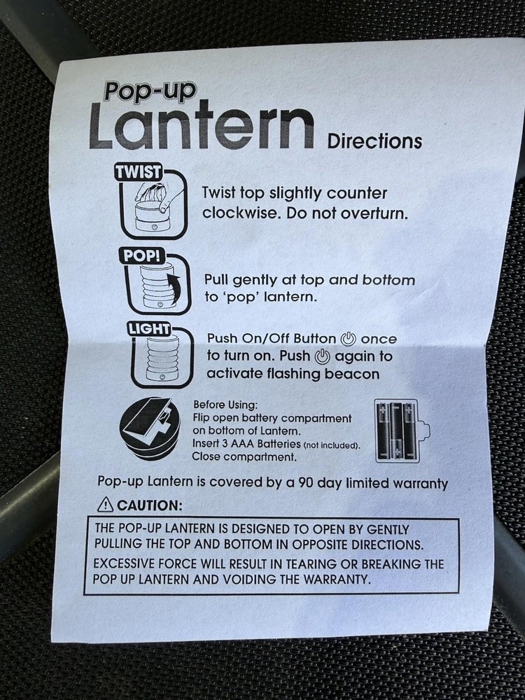 Pop Up Lantern 2 Pack Indoor Outdoor Use Solid or Strobe Light As Seen on TV NEW