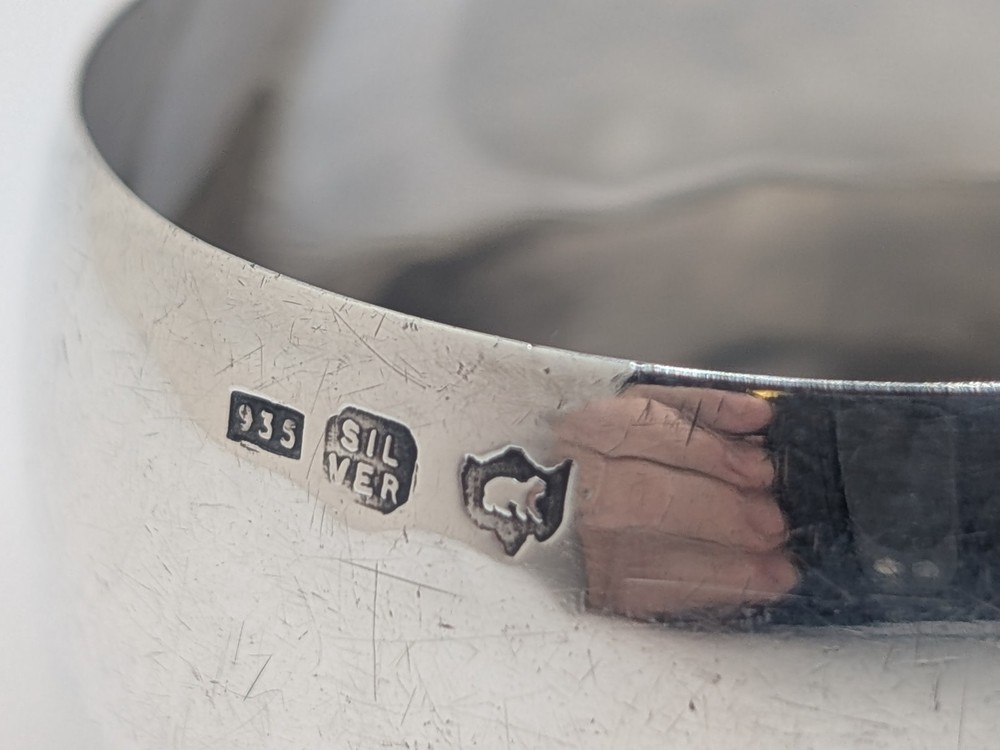 Antique Continental 935 Silver Napkin Ring "EB" initials engraving