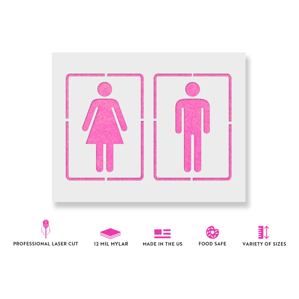Bathroom Sign Stencil - Durable & Reusable Mylar Stencils