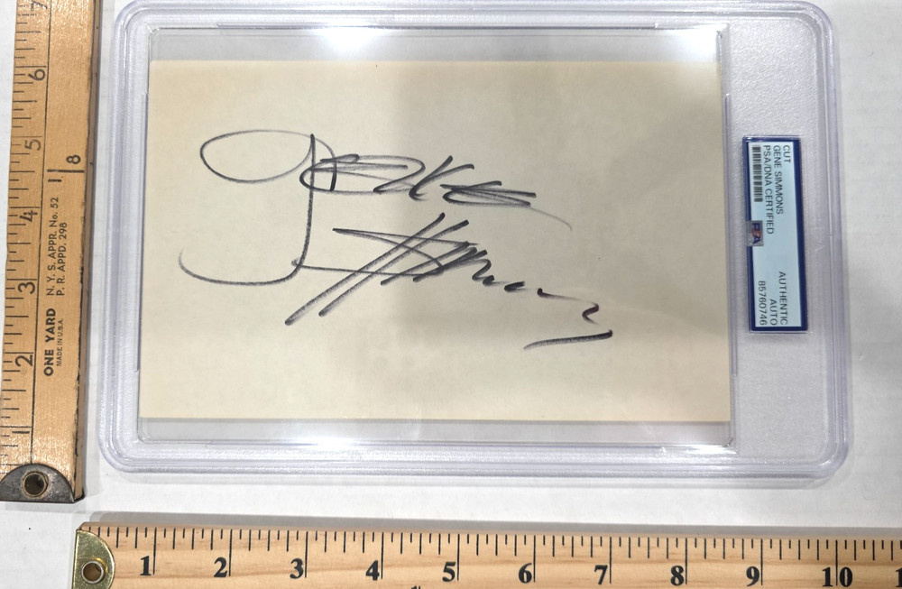 Gene Simmons KISS Signed Autographed 5x8 Cut Beckett PSA DNA Encapsulated