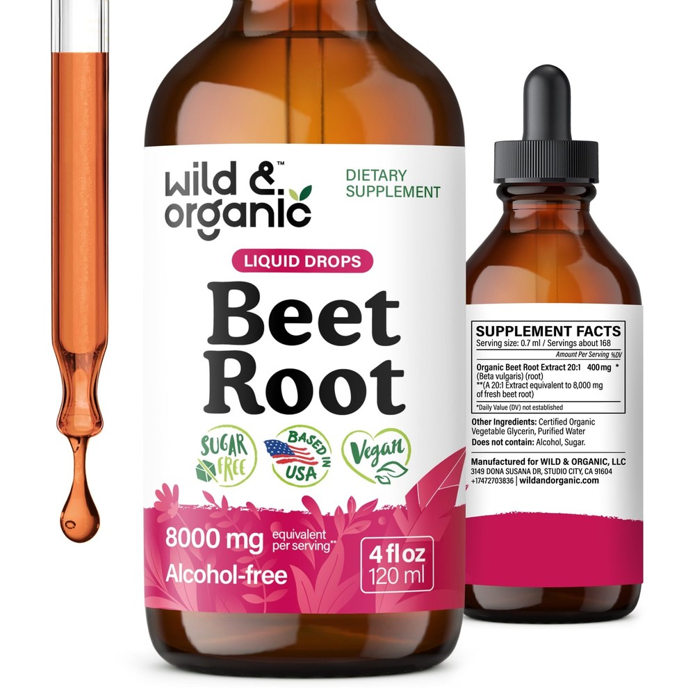 Beet Root Extract Drops 400 mg 4 Fl Oz Organic Wild Fresh Beetroot Liquid Beets