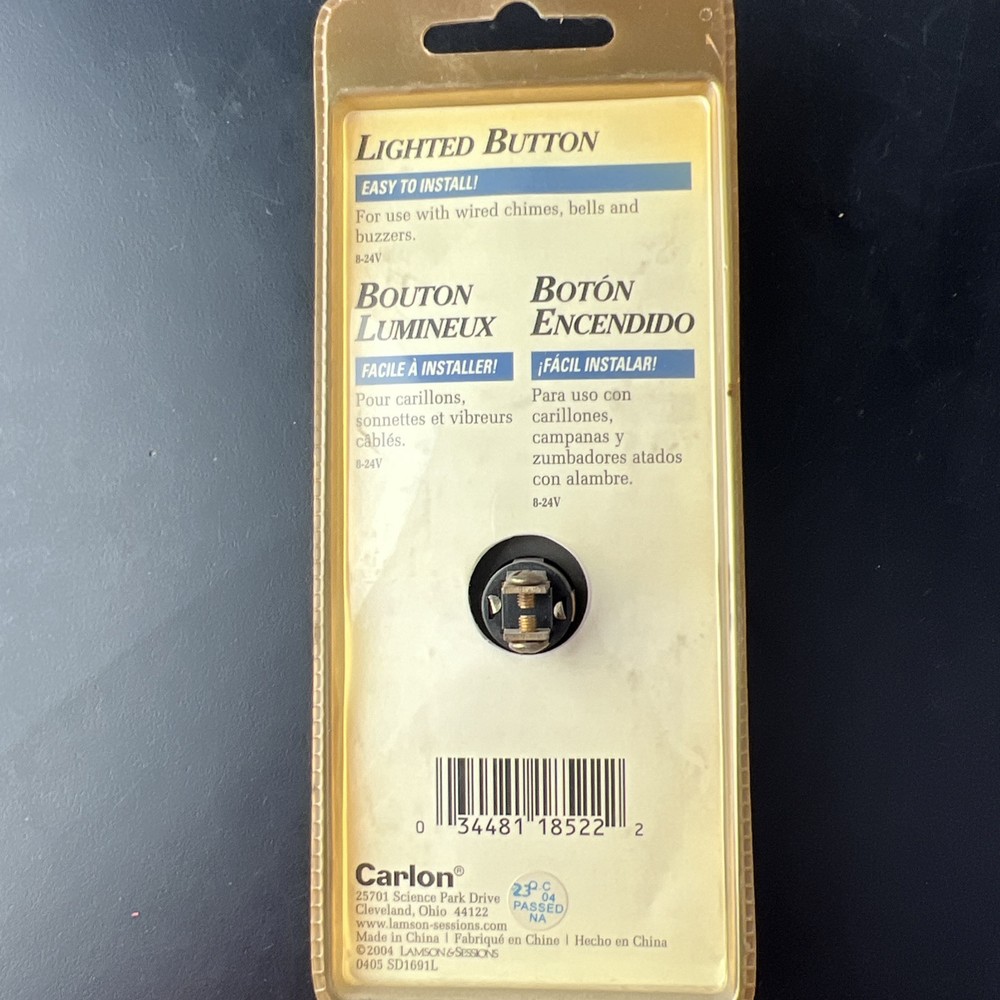 Carlon DH1691L WHT/BRS Rect PushButton