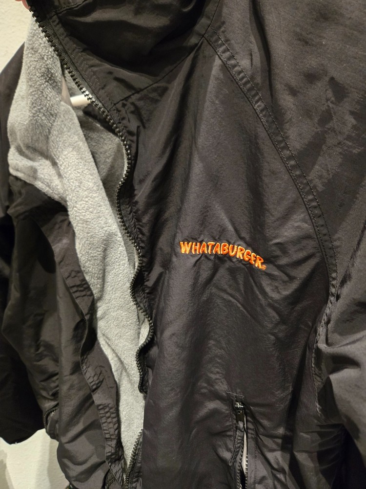 Whataburger Embroidered Jacket Men Medium Black Fleece Lined Full Zip
