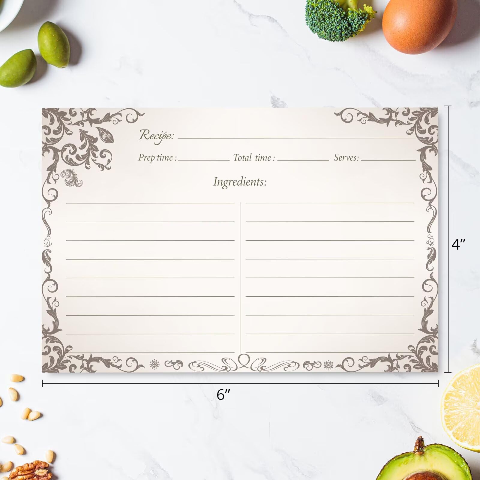 4x6 Blank Recipe Cards 60Pack Line Art Design for Cooking, Bridal Showers, W...