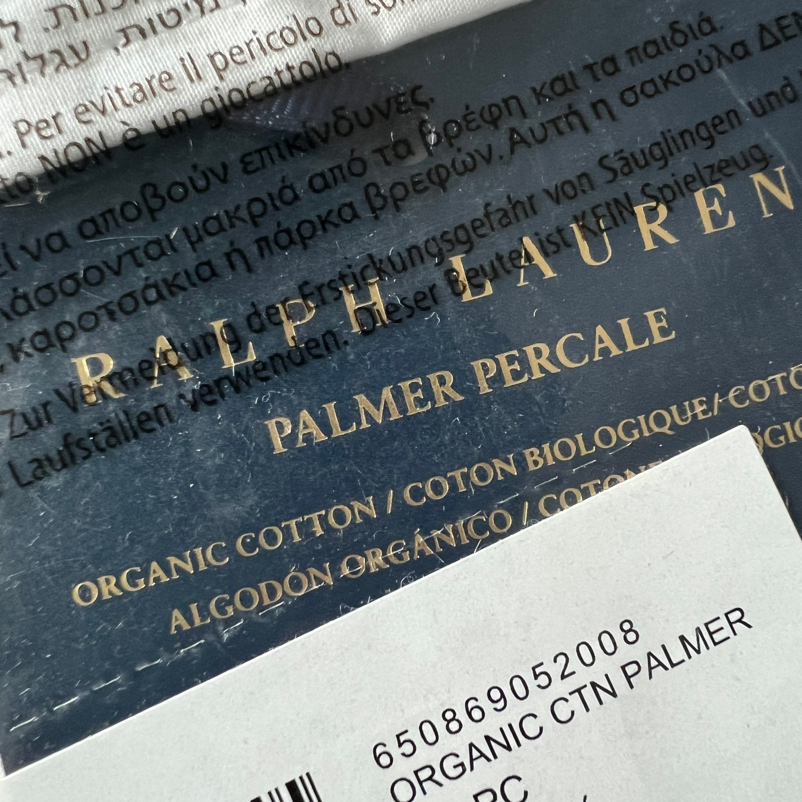 Ralph Lauren Palmer Percale Two King Pillowcases White Polo Navy Organic Cotton