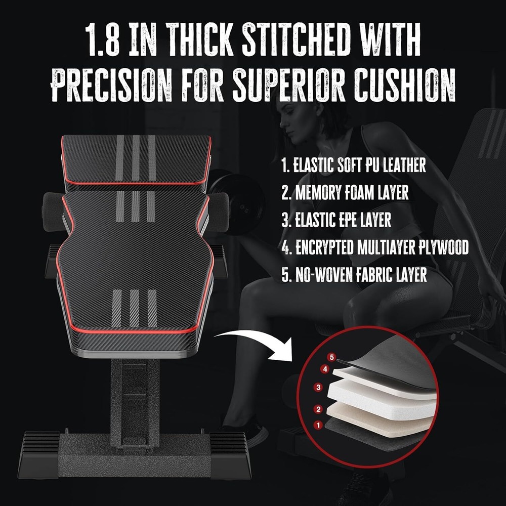 Adjustable Foldable 660LB Weight Bench, Lifting Sit-up Multi-use Workout