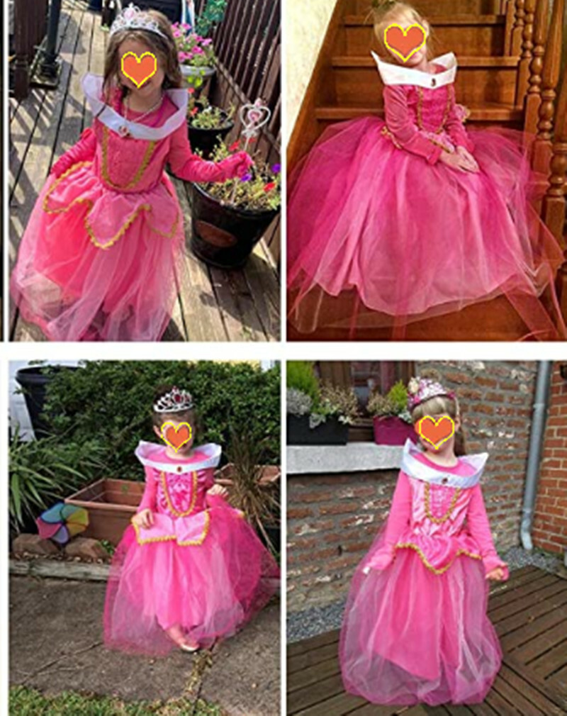 Sleeping Beauty Princess Aurora Costume Party Dress For Girls Pink And Blue Set