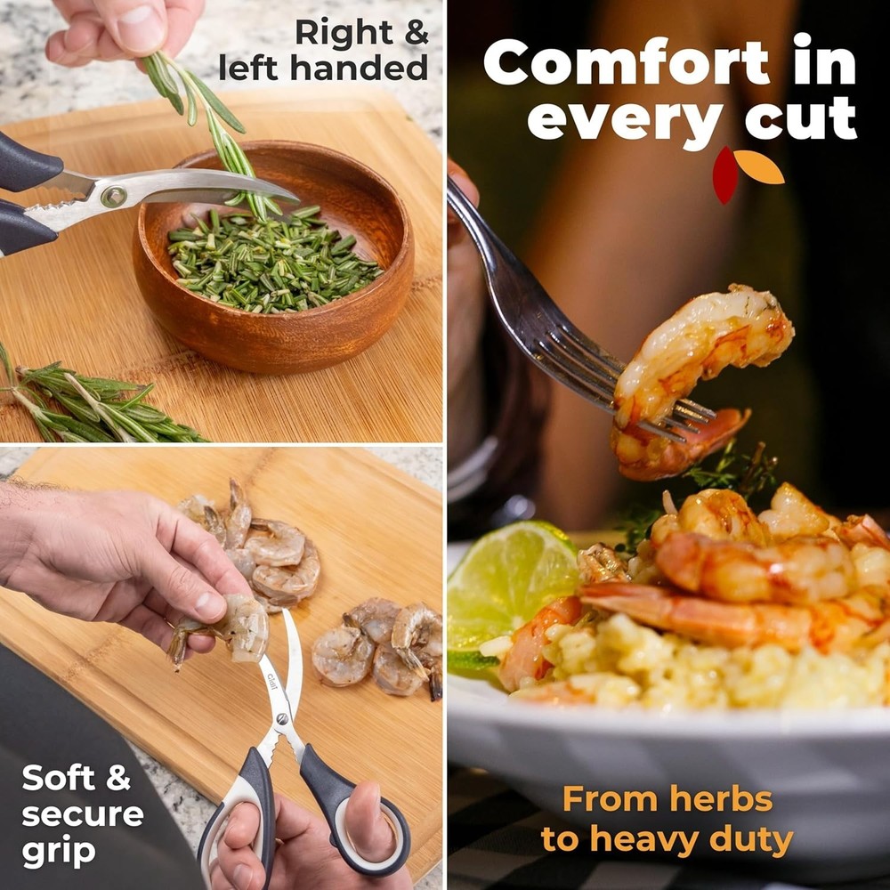 Ultra Sharp Heavy-Duty Kitchen Shears with Seafood Scissors Set - Stainless S...
