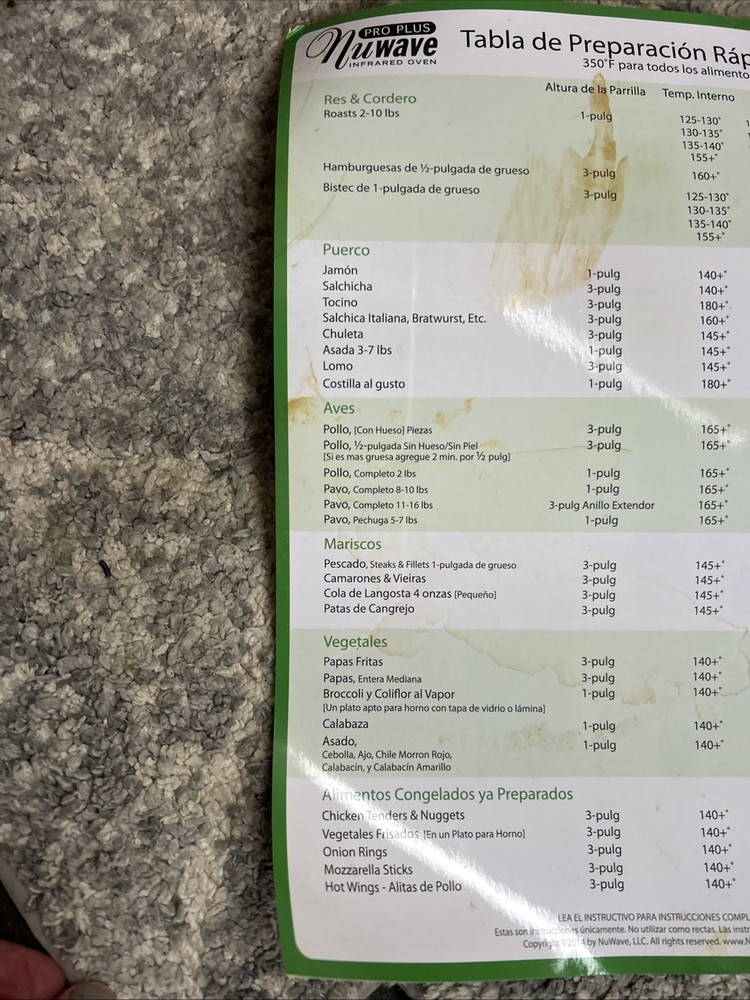 NuWave Pro Plus Infrared Oven Quick Cooking Guide