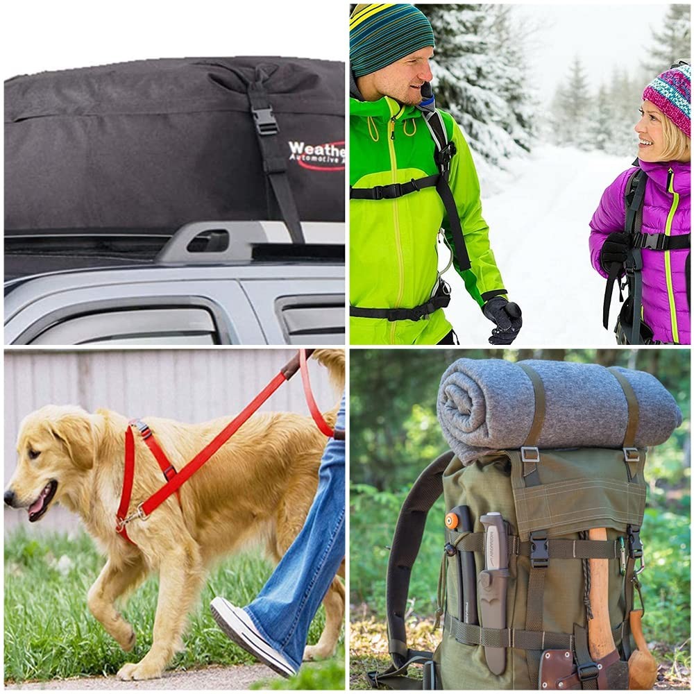 3/4 Inch Buckles Straps Set 6 Yards 3/4 Inch Black Nylon Webbing Strap 6 Pcs ...