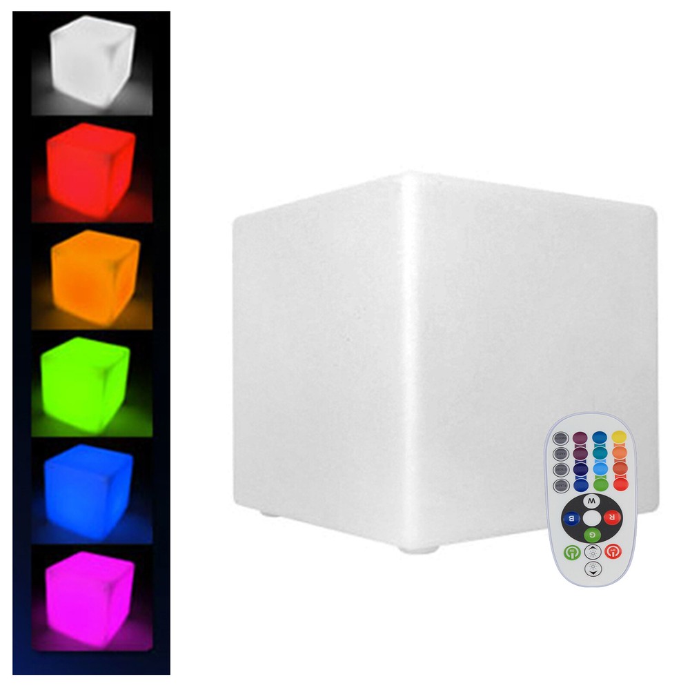 30cm Adjustable Brightness Cube LED Color Square Stool W/Infrared Remote Control