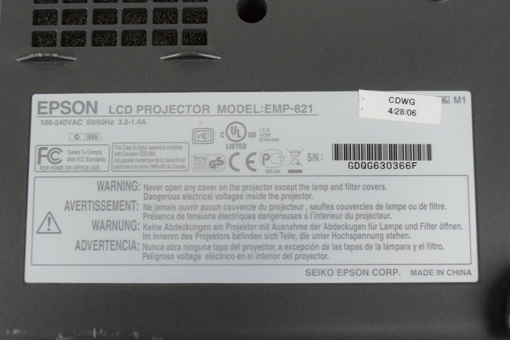 Epson Powerlite EMP-821 Multimedia 3LCD Projector