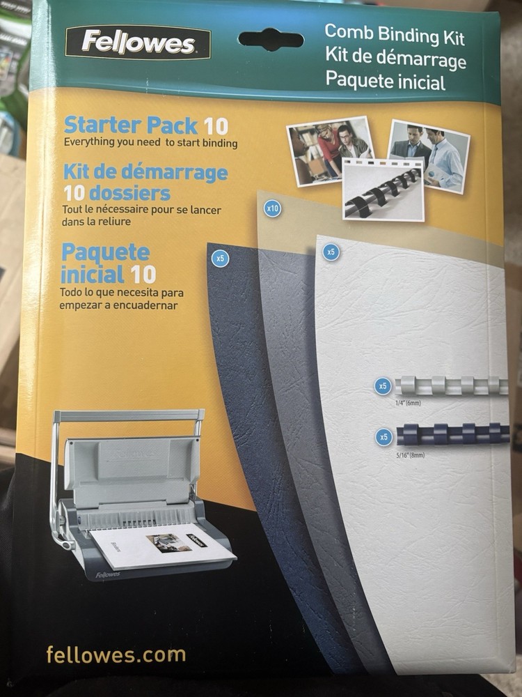 Fellowes Comb Binding Kit Starter Pack 10 with Binding Covers & Spines