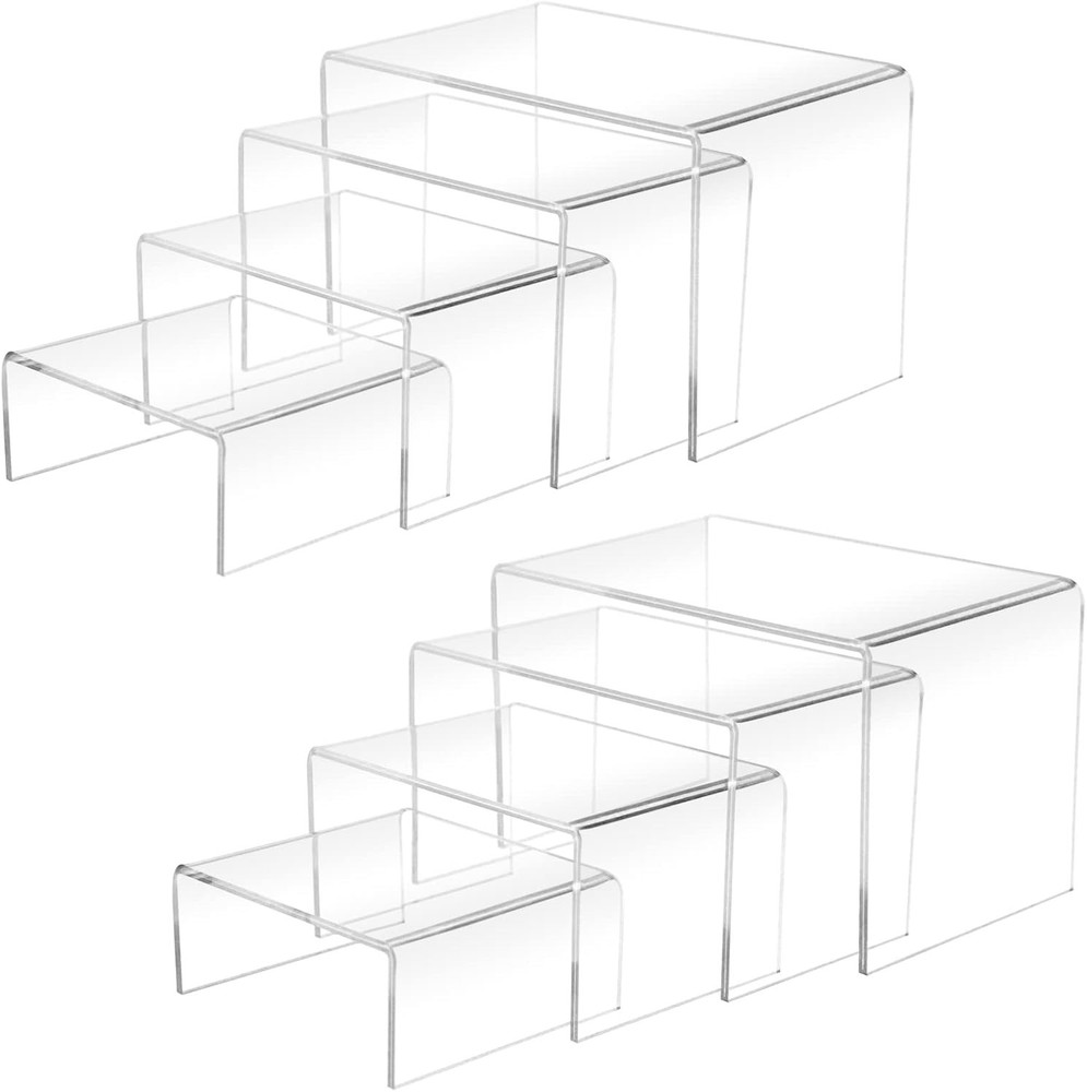 Multi-Purpose Acrylic Display Risers - 8-Pcs in Multiple Sizes for Home & Events