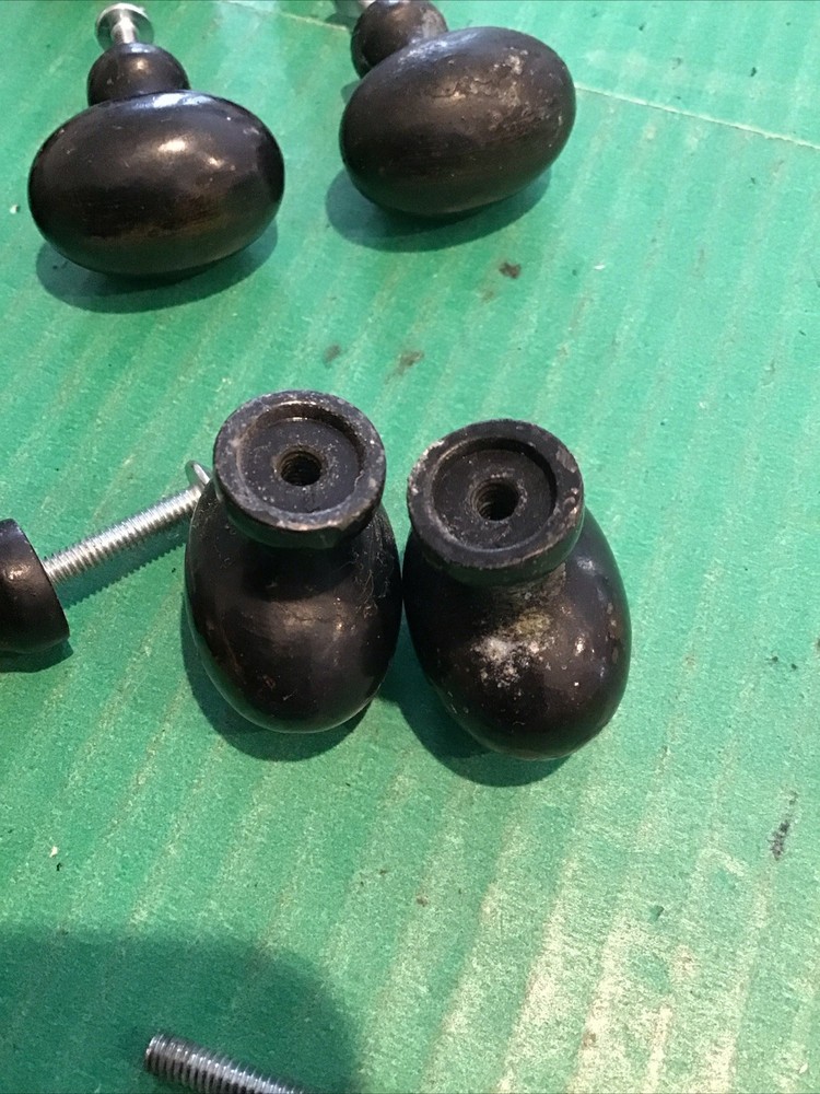 Lot of 9 VTG Heavy Egg Oval Drawer Knobs Pulls Solid Metal 1-1/4" Machine Age