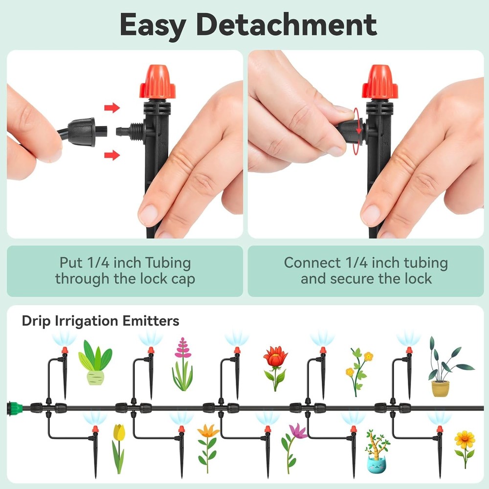 Adjustable Drip Irrigation Spray Emitters: Mist Stream Drip Emitter with Lock Ba