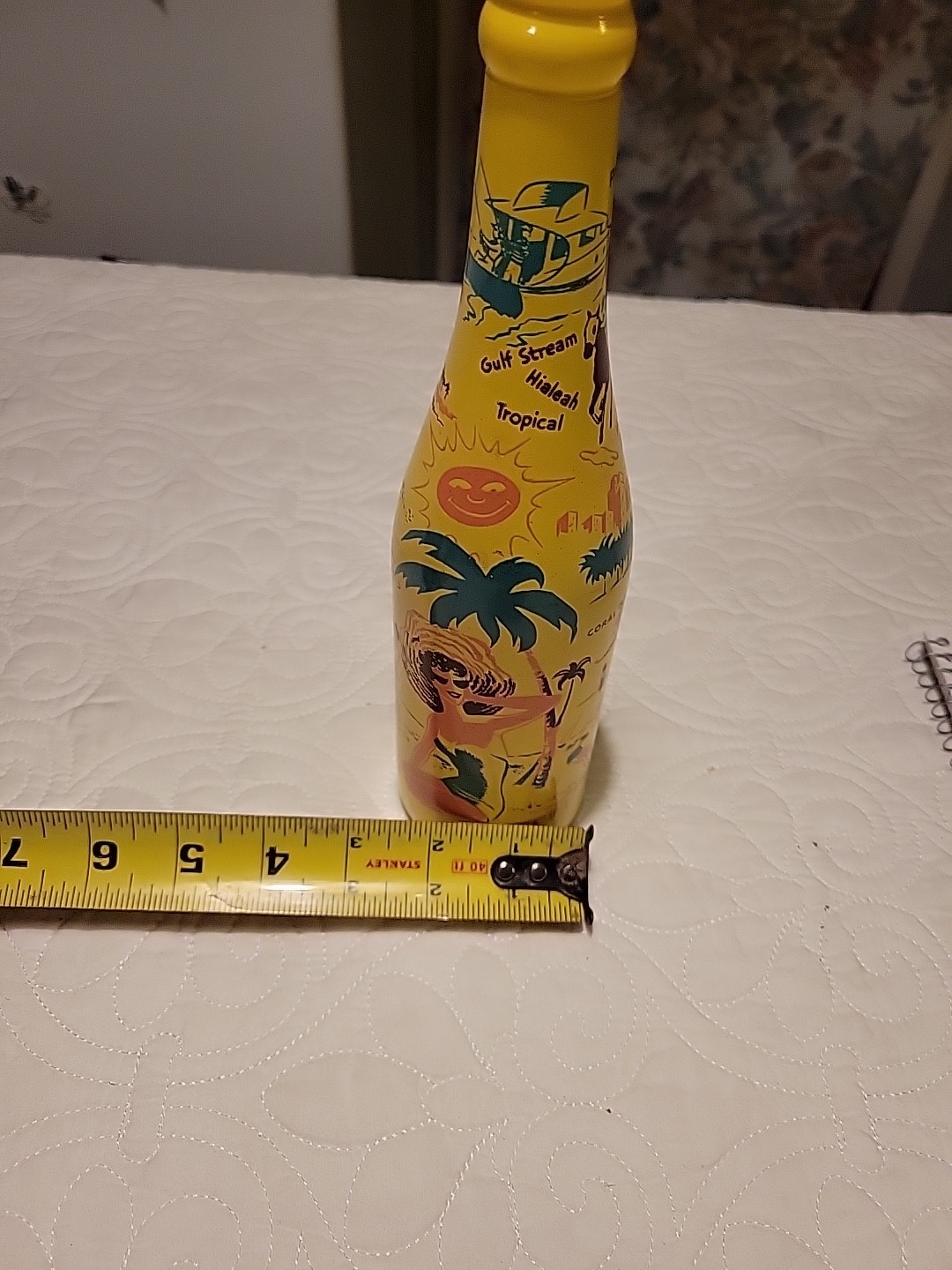Vintage 1955 ABCB Convention Miami Bottle D-Duralas 10" Souvenir Yellow Glass