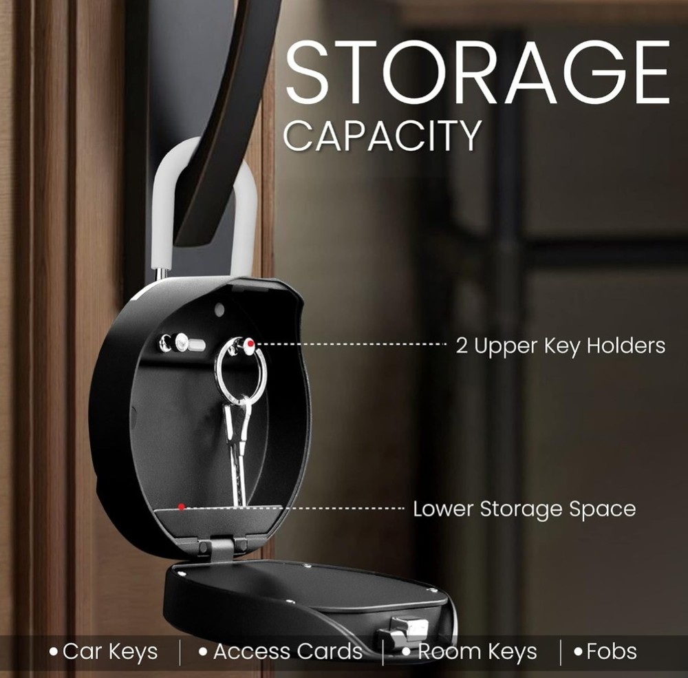 Nu-set Smart Key Storage Box, Hanging Shackle, Black - Remote Program - NISB