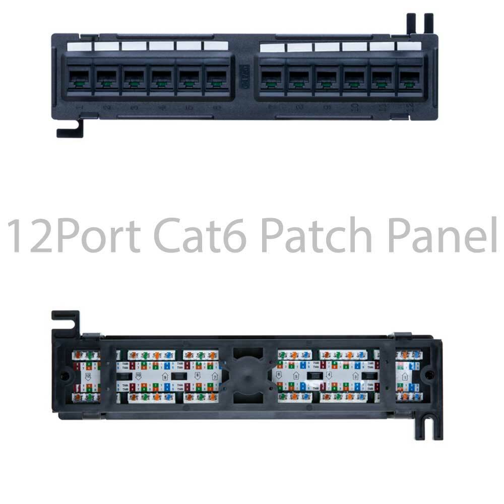 12 24 48 Port CAT6 RJ45 110 Network Patch Panel Surface Wall Mount Bracket
