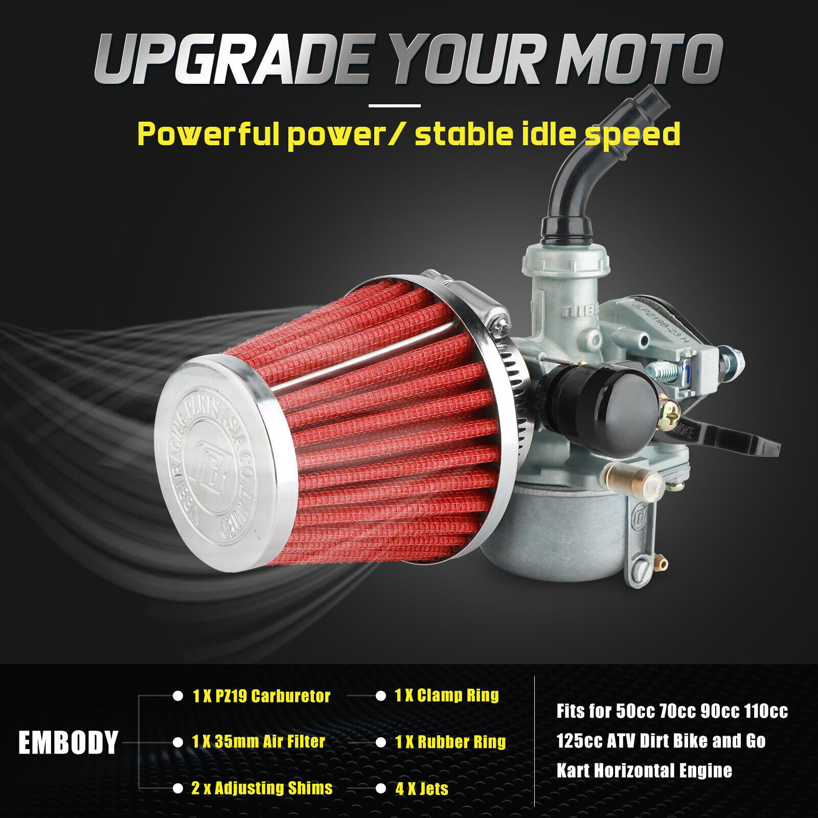 NIBBI PZ19 Carburetor For Honda XR 70 R CRF 70 F XR70 CRF70 PB12H PB12K 70F#K72