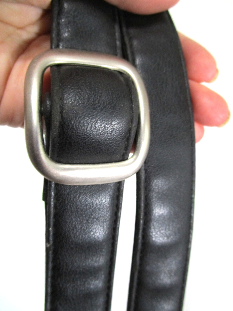 Black Faux Leather Silver Hardware Replacement Shoulder Strap