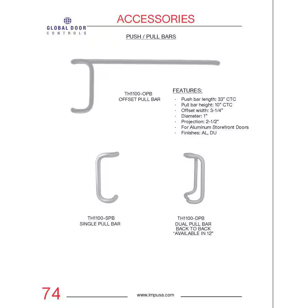 Storefront 10 In. Offset Pull Bar in Aluminum