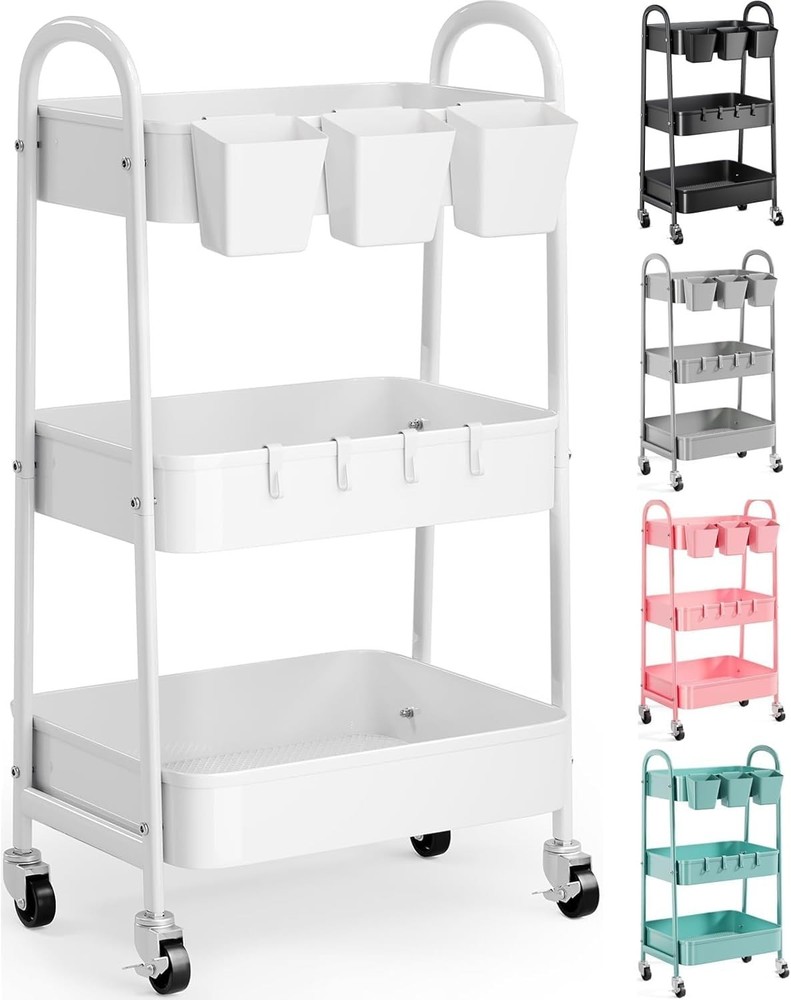 Multi-Functional Rolling Cart with Lockable Wheels - Perfect for Kitchen & Craft