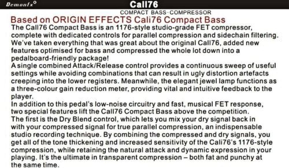 Demonfx CALL76 Compact Bass Compressor Nice Fast U.S. Ship !
