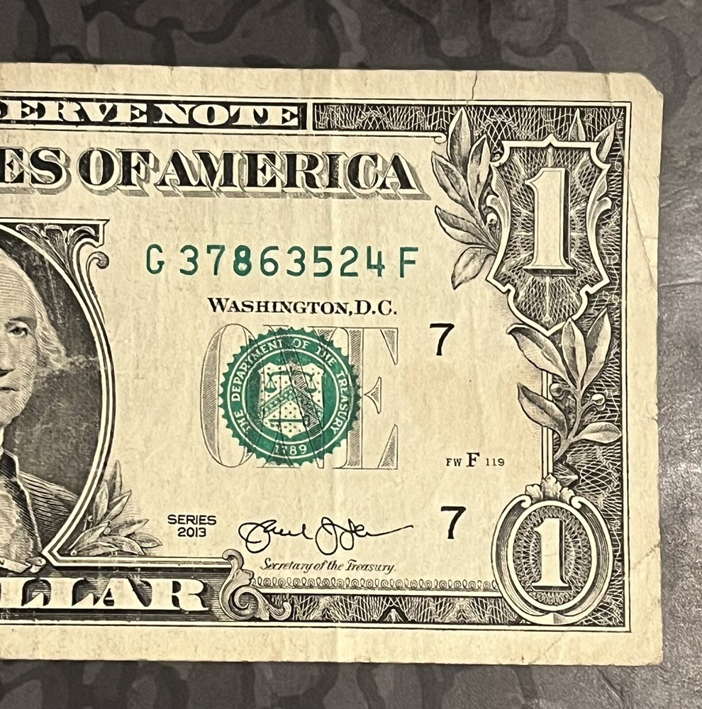 $1 Fancy Serial Error Note Mixed Ladder/ Extra Ink In Serial Number