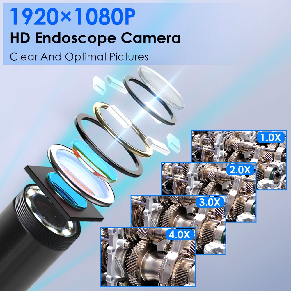 Endoscope Camera w/ Light,Inspection Borescope Camera,Semi-Rigid Cord Bore Scope