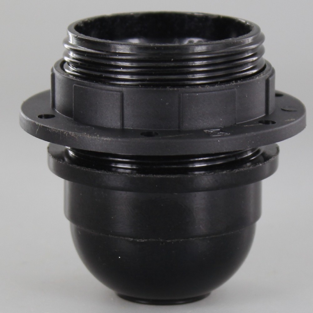 BLACK PHENOLIC HALF THREADED STANDARD LAMP SOCKET WITH RING E-27 NEW 7350G