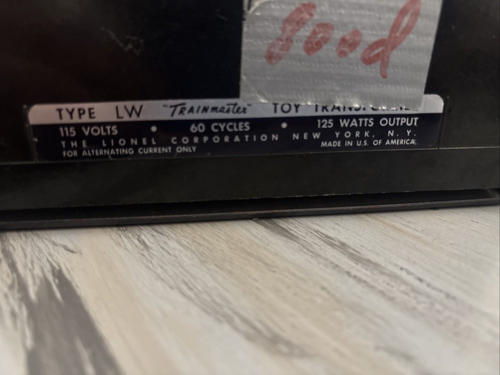 Lionel Type LW Trainmaster Multi-Control Transformer (125 Watt) - Tested