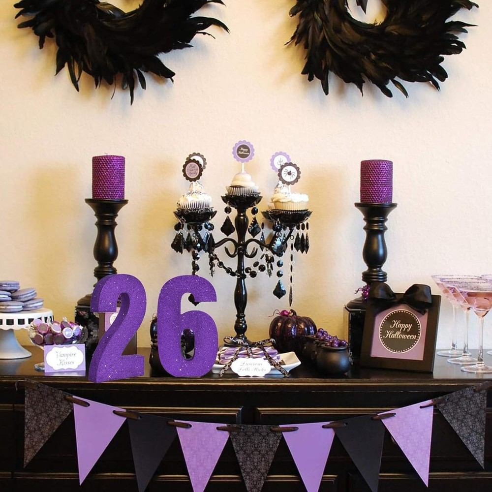 7.8 Inch Purple Glitter Number